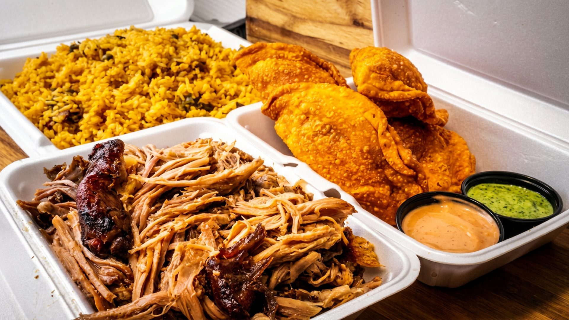 Empanada, Pernil, Roasted Pork, Arroz con Gandules and more