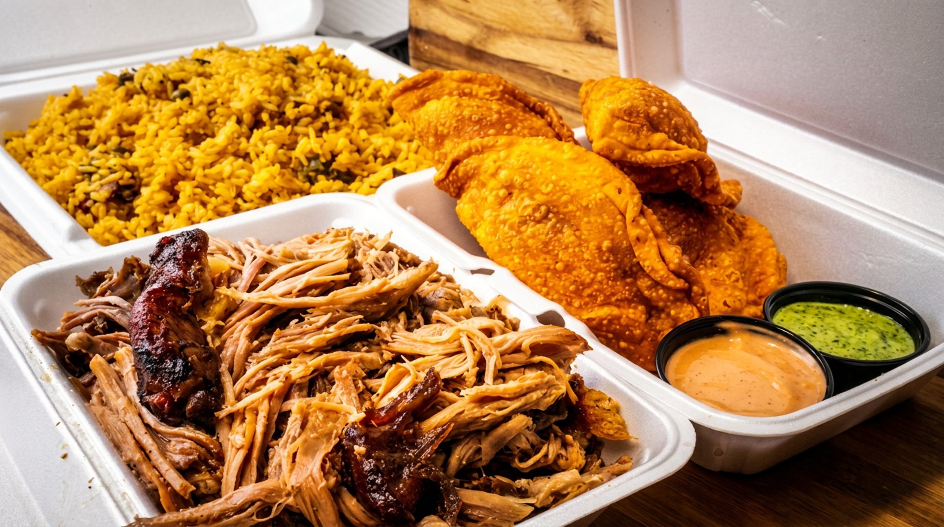 Empanada, Pernil, Roasted Pork, Arroz con Gandules and more
